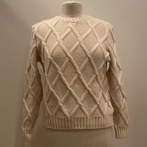 Montgomery Womens Cream Wool Crew Neck Sweater/ Vintage/Size Small/Knit Pattern